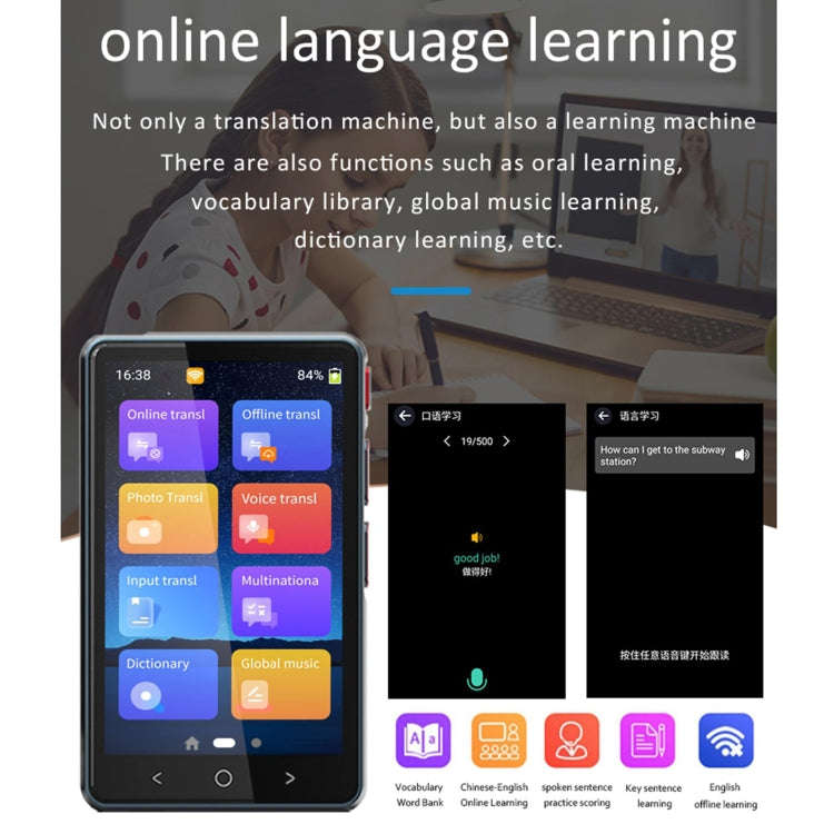 Hishell P40 Smart Translator 135 Languages Voice Intelligent Online Translation Machine Offline M...