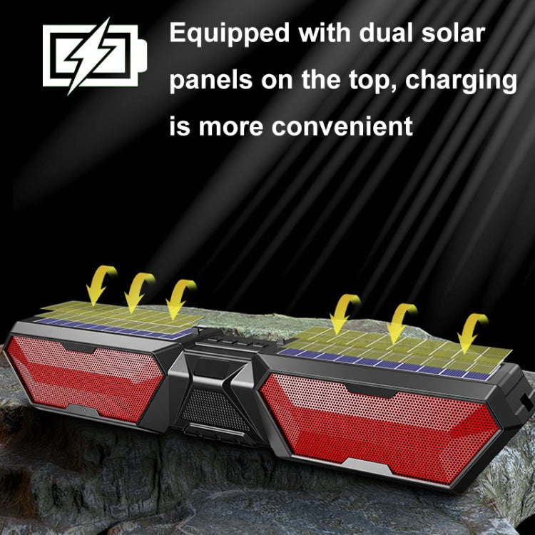 DV-880 Dual Solar Wireless Bluetooth Speaker Outdoor Long Radio(Red)