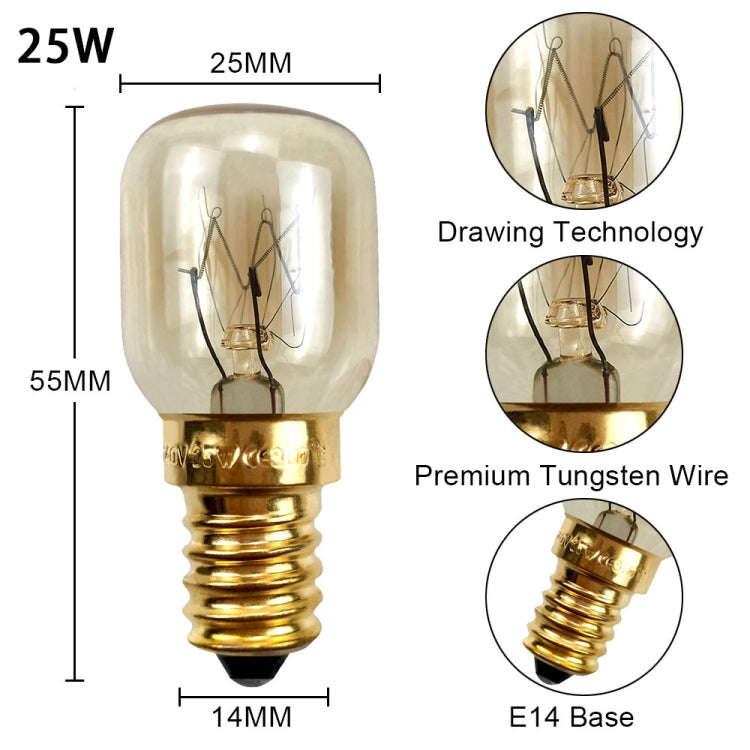 E14 Salt Crystal Lamps High Temperature Resistant Oven Light Bulb, Power: 25W Brass Lamp Head(270...