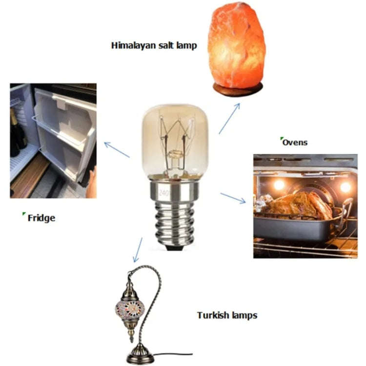 E14 Salt Crystal Lamps High Temperature Resistant Oven Light Bulb, Power: 25W Brass Lamp Head(270...