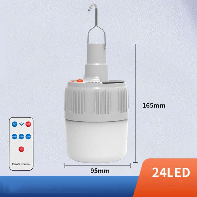 Rechargeable LED Solar Bulb Light Waterproof Night Market Stall Energy Saving Lamp, Model: 24LED ...