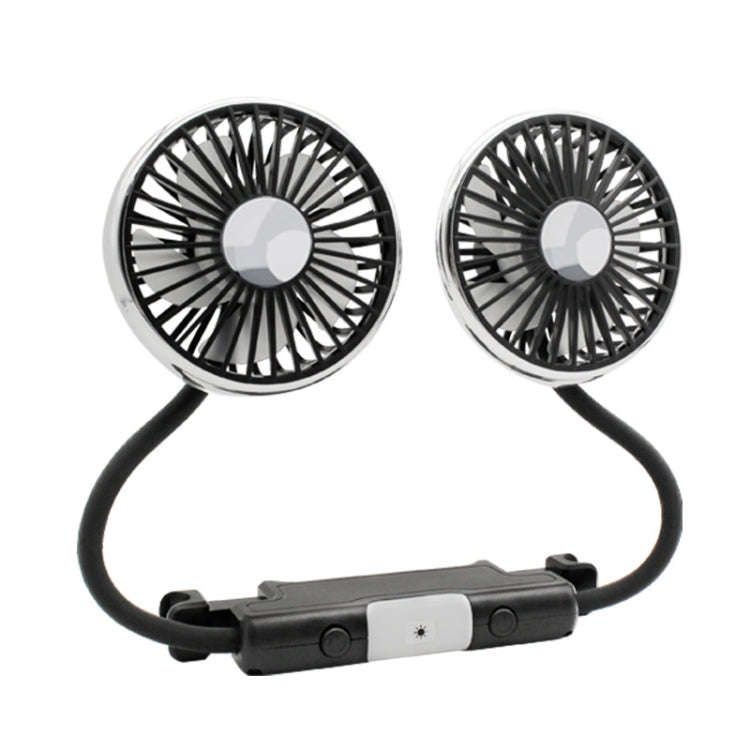 Car Double-head Hose Seat Fan with Light(Black)