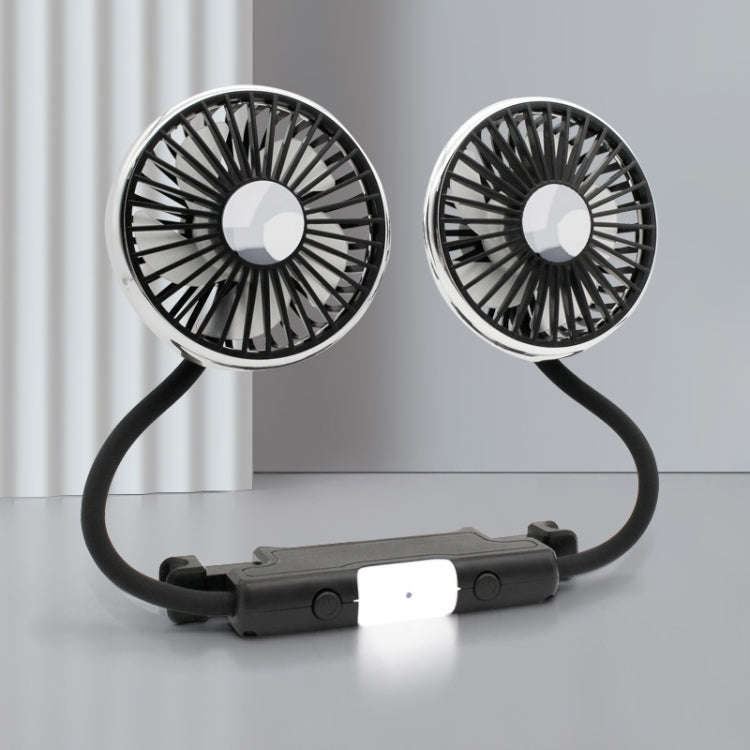 Car Double-head Hose Seat Fan with Light(Black)