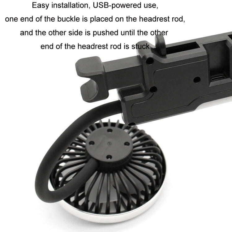 Car Double-head Hose Seat Fan with Light(Black)
