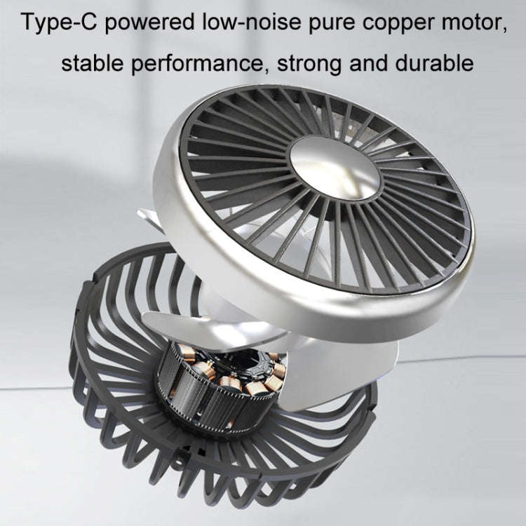 Car Double-head Hose Seat Fan with Light(Black)