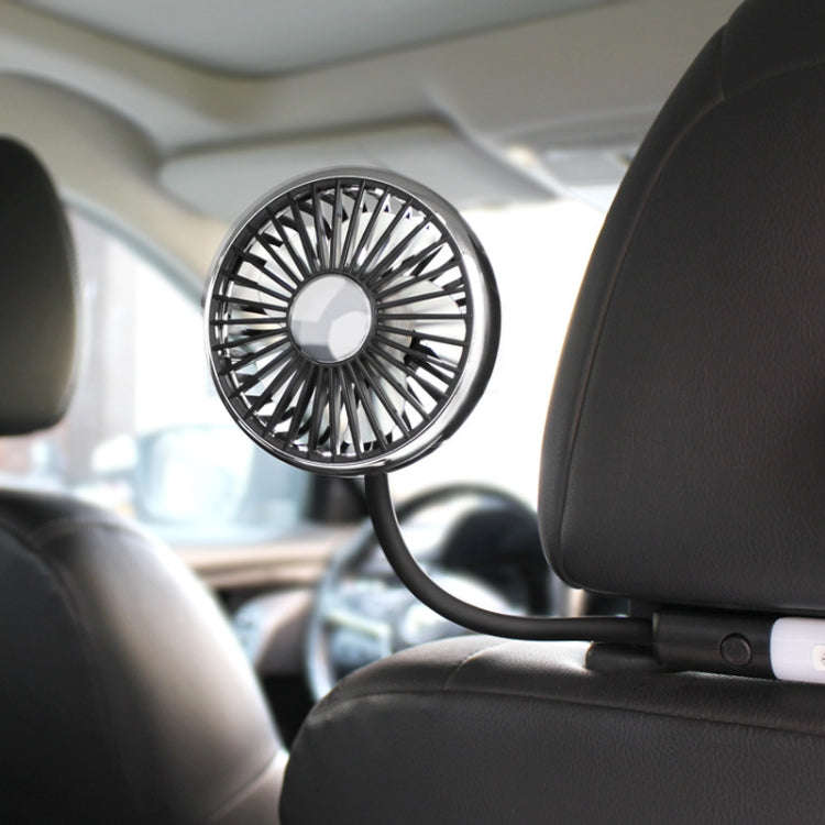 Car Double-head Hose Seat Fan with Light(Black)