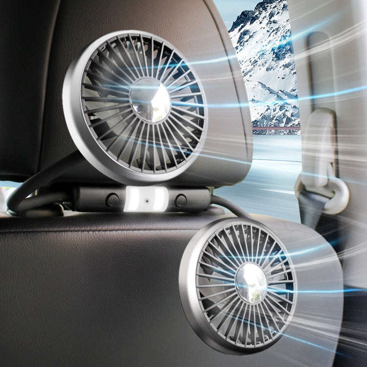 Car Double-head Hose Seat Fan with Light(Black)