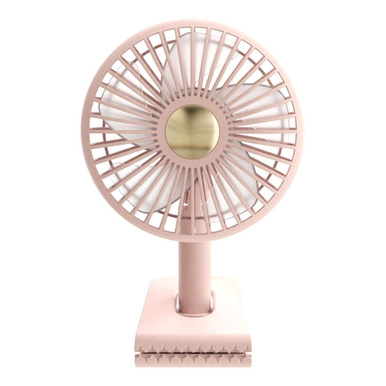 Car Clip-On Rechargeable Electric Oscillating Head Fan With Light(Pink)
