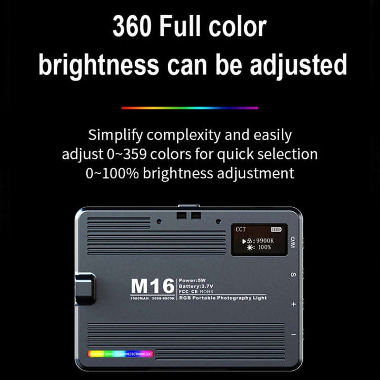 Desiontal M16 RGB Rechargeable Pocket Light Mini Photography Light LED Outdoor Shooting Supplemen...