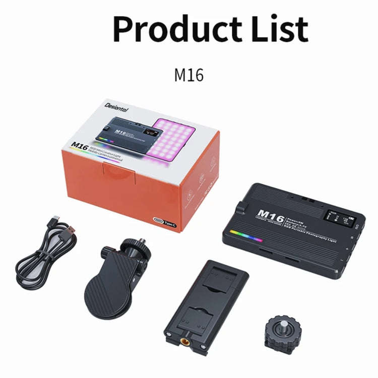 Desiontal M16 RGB Rechargeable Pocket Light Mini Photography Light LED Outdoor Shooting Supplemen...