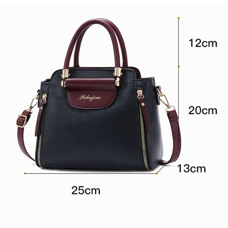 Women Colorblocking Handbag Large Capacity Shoulder Crossbody Bag(Black)