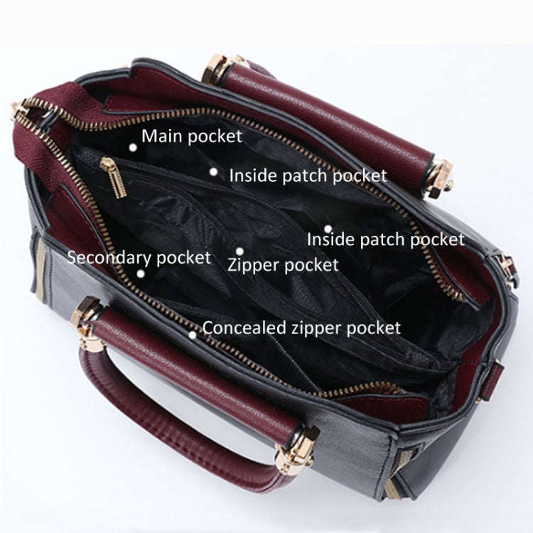 Women Colorblocking Handbag Large Capacity Shoulder Crossbody Bag(Black)
