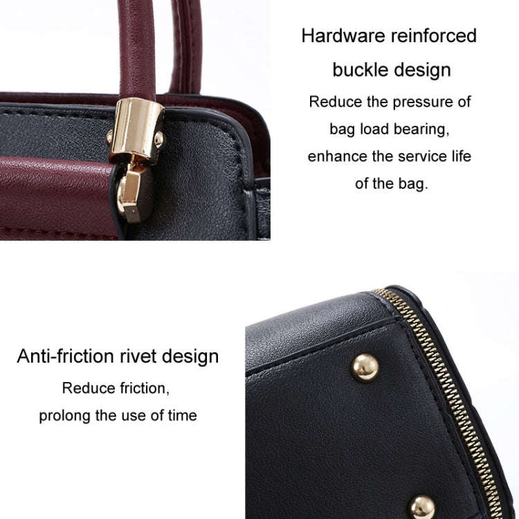 Women Colorblocking Handbag Large Capacity Shoulder Crossbody Bag(Black)