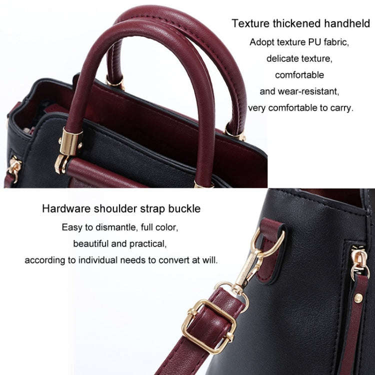 Women Colorblocking Handbag Large Capacity Shoulder Crossbody Bag(Pink)