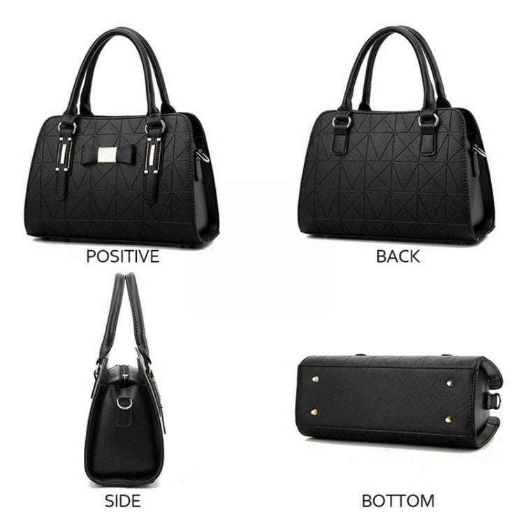 Women Bowknot Embossed Handbag Large Capacity Shoulder Bag(Burgundy)