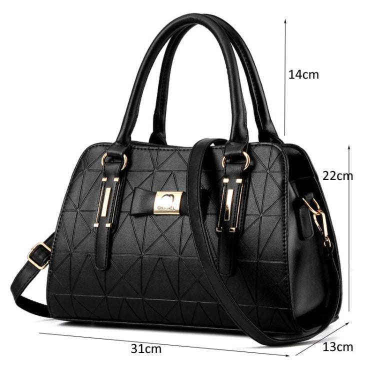 Women Bowknot Embossed Handbag Large Capacity Shoulder Bag(Burgundy)