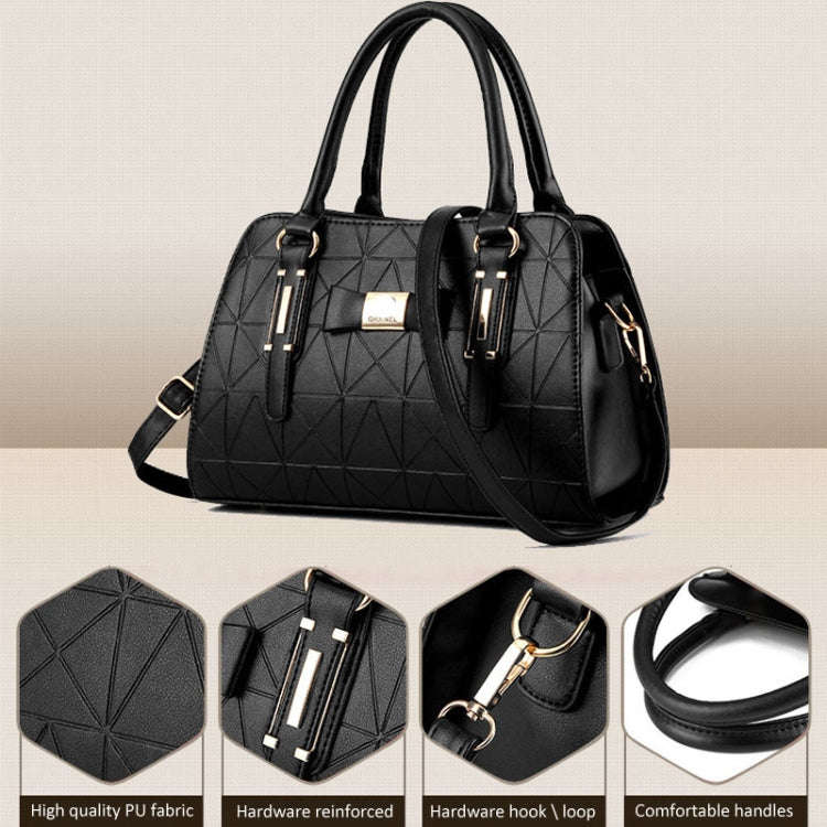 Women Bowknot Embossed Handbag Large Capacity Shoulder Bag(White)