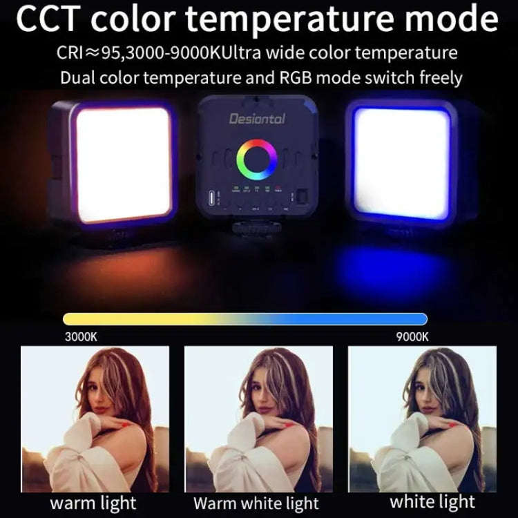 Desiontal W70 Full Color RGB Live Fill Light Portable Small Pocket Light Ambient Photo Handheld P...