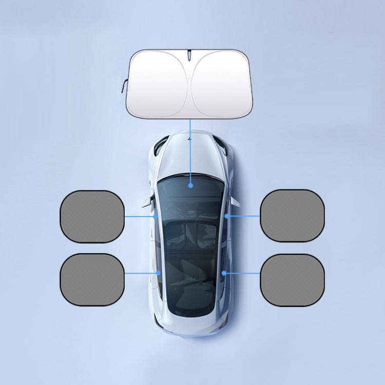 Car Front Windshield Heat Insulation Sun Protection Visor, Specification: Large Front Baffle + 4 ...