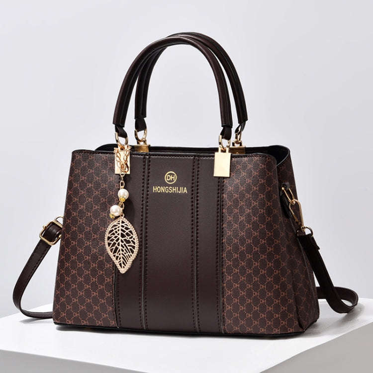 Spring Summer Lady Handbag Large Capacity Colorblocking Shoulder Crossbody Bag(Coffee)