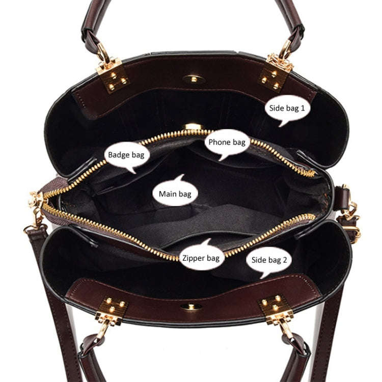 Spring Summer Lady Handbag Large Capacity Colorblocking Shoulder Crossbody Bag(Black)