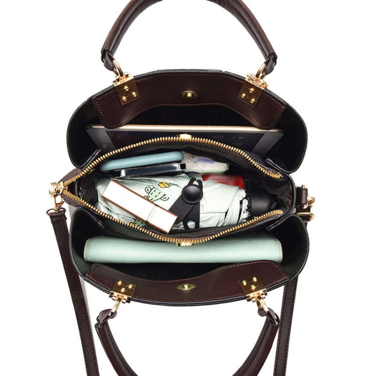 Spring Summer Lady Handbag Large Capacity Colorblocking Shoulder Crossbody Bag(Black)