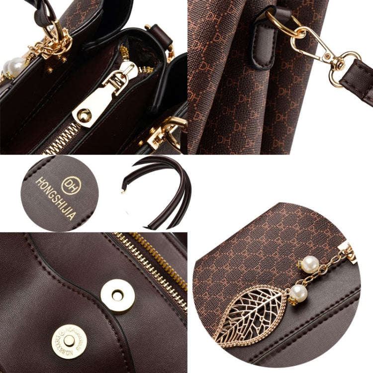 Spring Summer Lady Handbag Large Capacity Colorblocking Shoulder Crossbody Bag(Coffee)