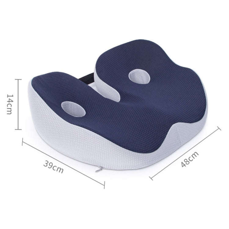 Office Sedentary Memory Foam Breathable Cushion Chair Hip Seat Cushion(Navy)