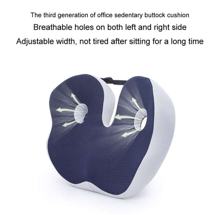 Office Sedentary Memory Foam Breathable Cushion Chair Hip Seat Cushion(Navy)
