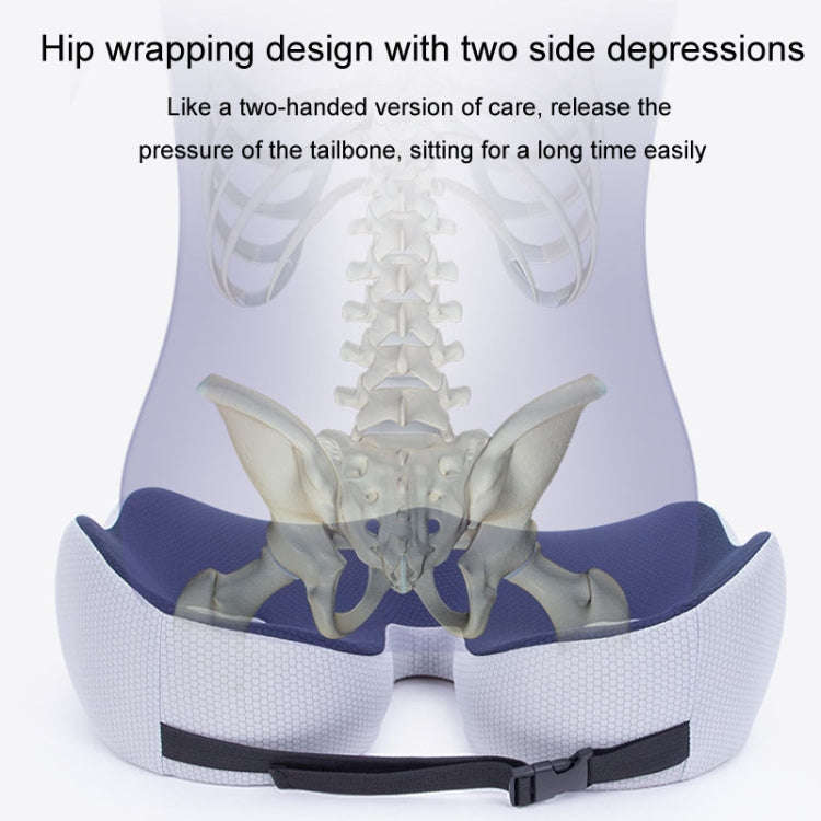 Office Sedentary Memory Foam Breathable Cushion Chair Hip Seat Cushion(Navy)