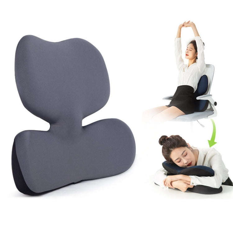 Office Sedentary Pillow Cushion Memory Foam Seat Lumbar Pillow(Navy)