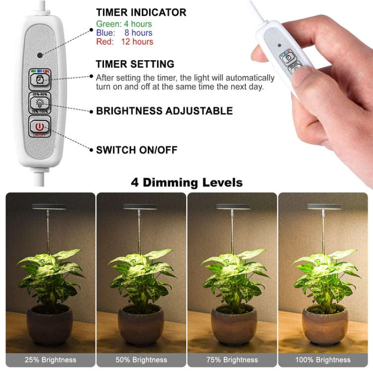 Single Head  LED Angel Ring Plant Growth Light Imitation Sunlight Telescopic Plant Fill Light