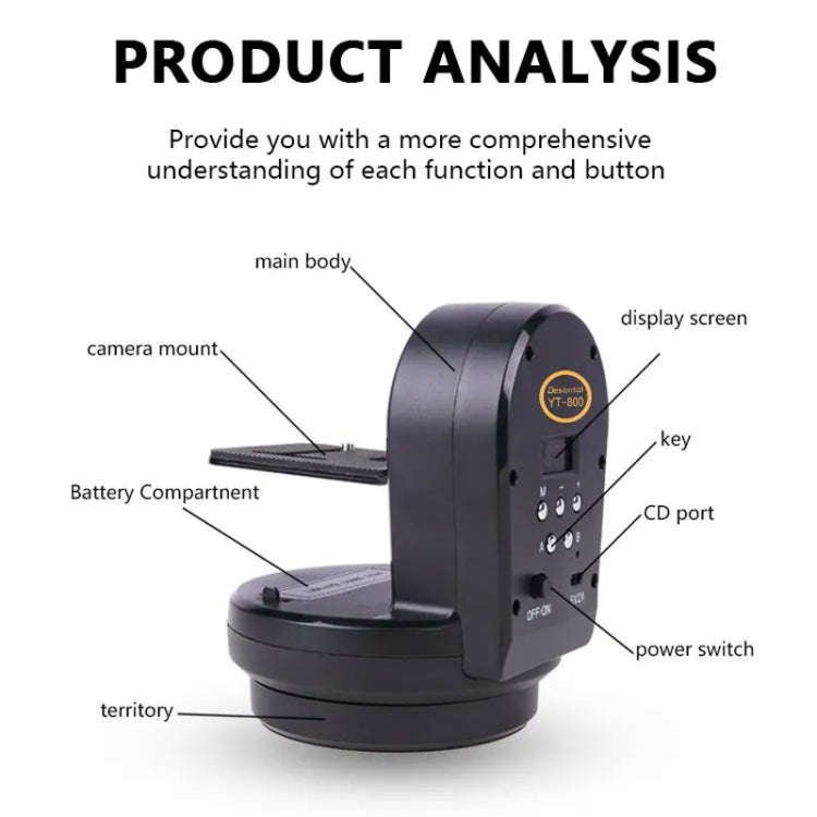 Desiontal YT-800 Cell Phone Camera Remote Control Gimbal 360 Rotation Panoramic Shooting Stabiliz...