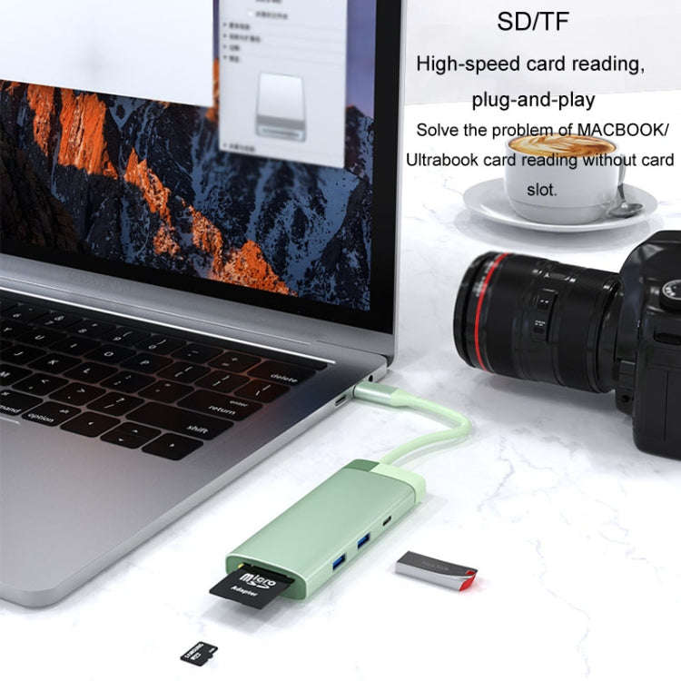 BS7A 7 In 1 Type-C Docking Station Multi-Function USB Hub Docking Station Converter(Green)