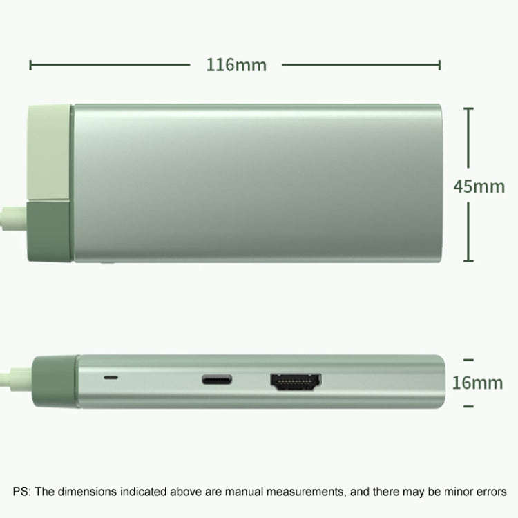 BS7A 7 In 1 Type-C Docking Station Multi-Function USB Hub Docking Station Converter(Green)