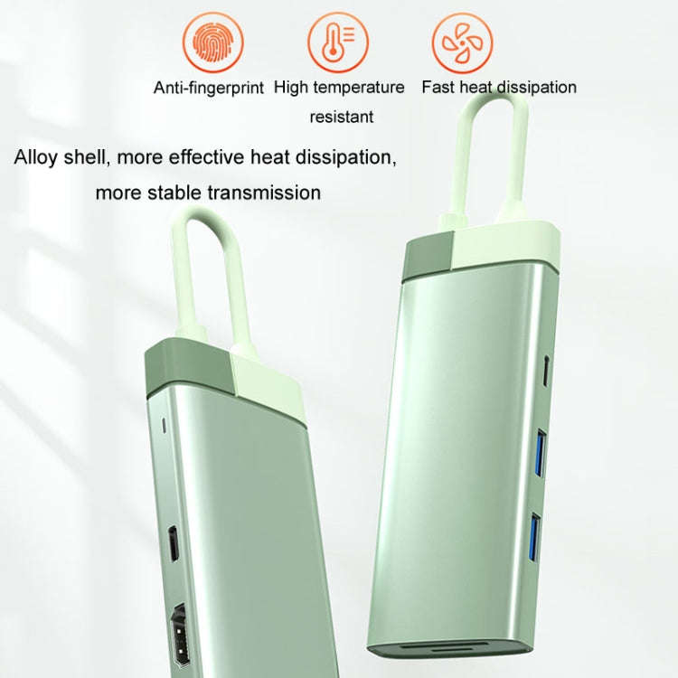 BS7A 7 In 1 Type-C Docking Station Multi-Function USB Hub Docking Station Converter(Green)