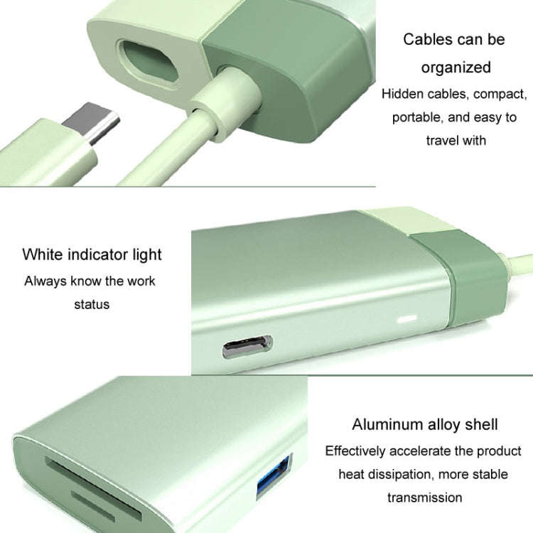 BS7A 7 In 1 Type-C Docking Station Multi-Function USB Hub Docking Station Converter(Green)