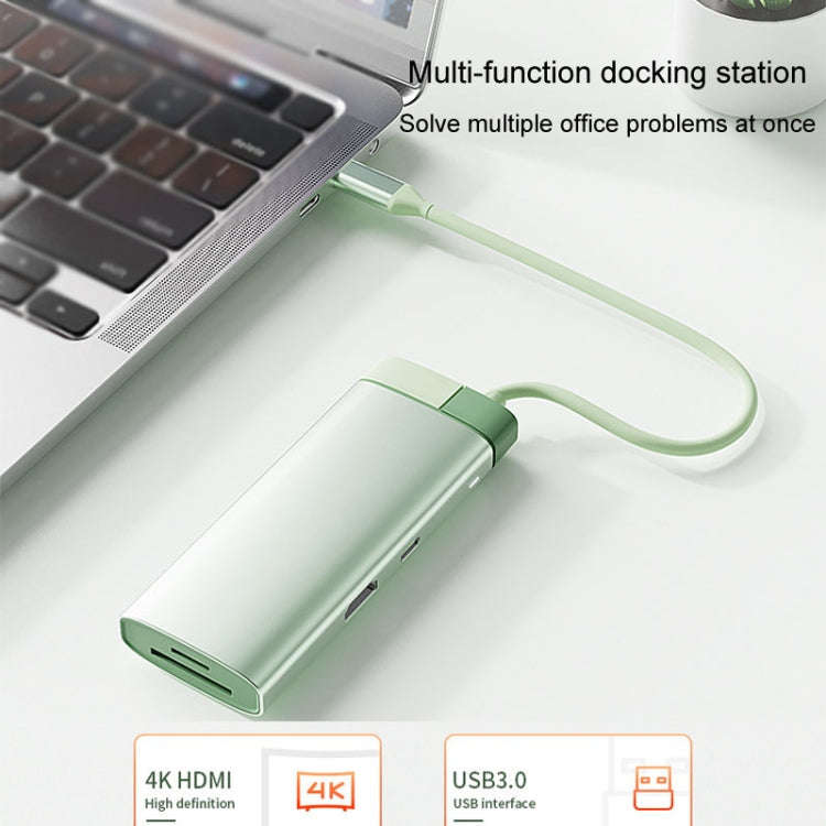 BS7A 7 In 1 Type-C Docking Station Multi-Function USB Hub Docking Station Converter(Green)