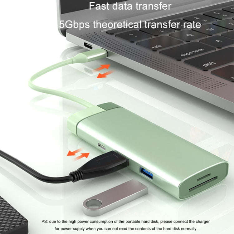 BS7A 7 In 1 Type-C Docking Station Multi-Function USB Hub Docking Station Converter(Green)