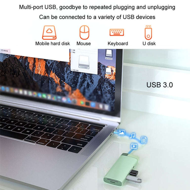 BS7A 7 In 1 Type-C Docking Station Multi-Function USB Hub Docking Station Converter(Green)