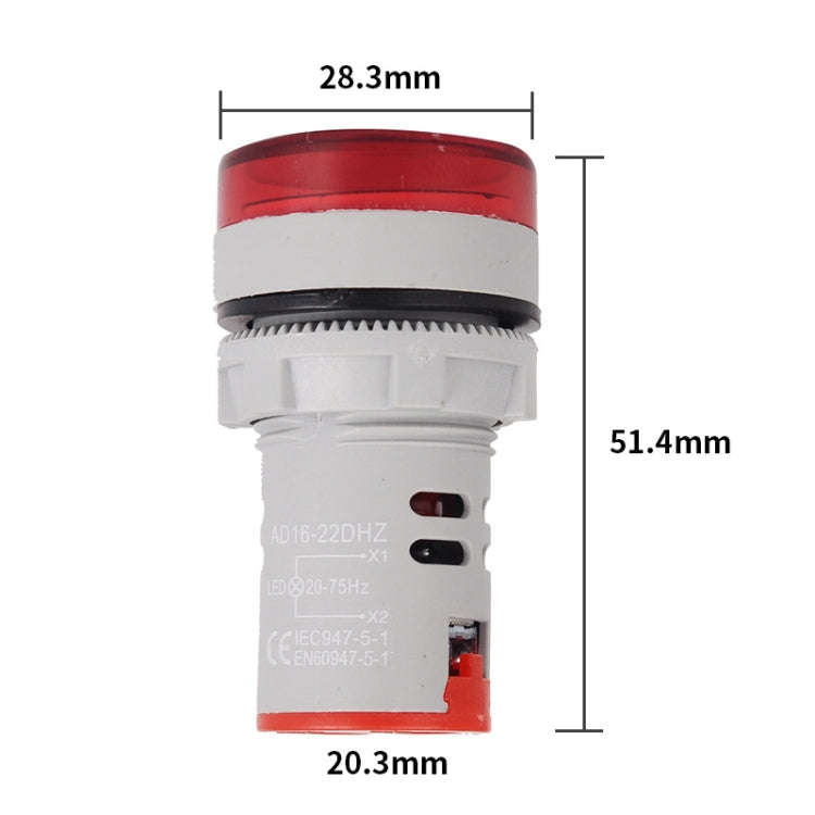 SINOTIMER ST16HZ 20-75Hz AC Frequency 22mm Round Opening LED Digital Signal Indicator Light(01 Red)