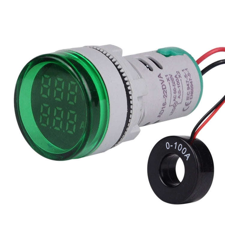 SINOTIMER ST16VA Round 22mm LED Digital Display AC Voltage Current Indicator AC 60-500V 0-100A(04...