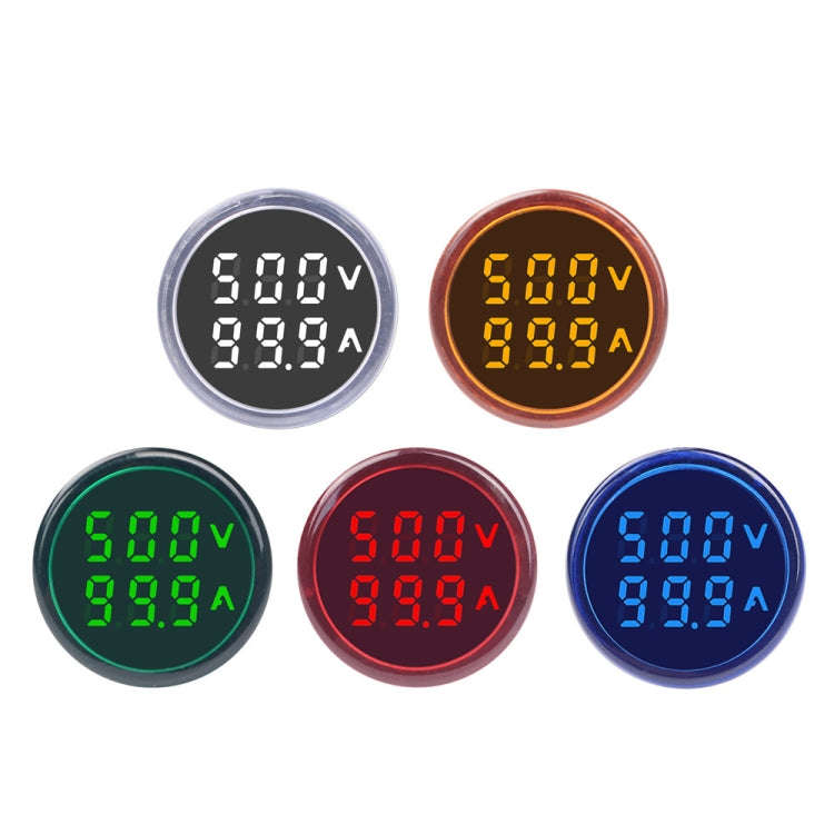 SINOTIMER ST16VA Round 22mm LED Digital Display AC Voltage Current Indicator AC 60-500V 0-100A(01...
