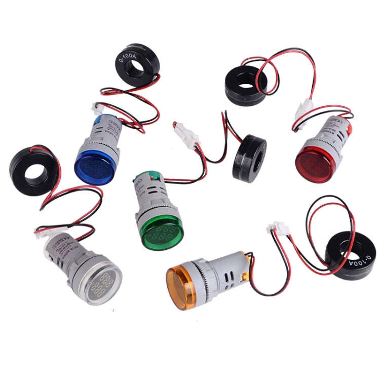 SINOTIMER ST16VA Round 22mm LED Digital Display AC Voltage Current Indicator AC 60-500V 0-100A(04...