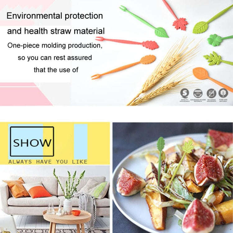 16pcs Fruit Forks + 1pc Barrel Mini Wheat Fiber Material Tableware Set Snack Dessert Forks(Brown)