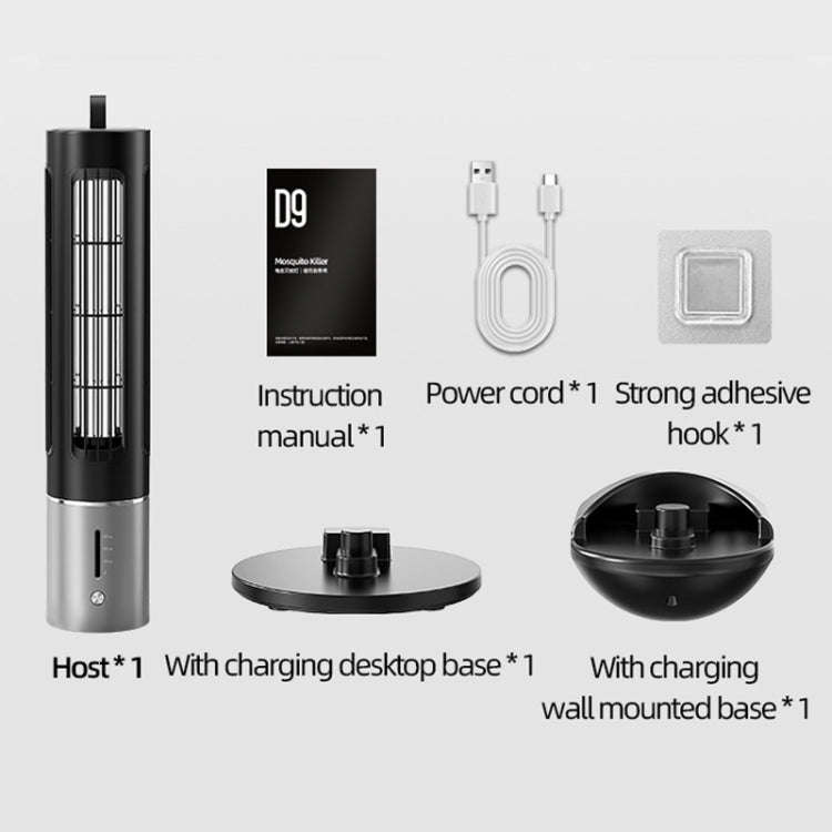 D9 Portable UV Anti Mosquito Lamp Rechargeable Mute Fly Trap with 3-speed Timing(Black)