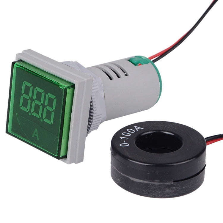 SINOTIMER ST17A Square 22mm LED Digital Display Signal Light AC Current Indicator 0-100A(04 Green)