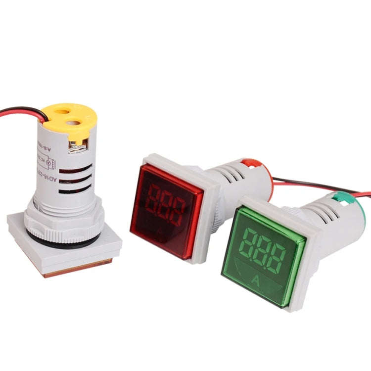 SINOTIMER ST17A Square 22mm LED Digital Display Signal Light AC Current Indicator 0-100A(04 Green)