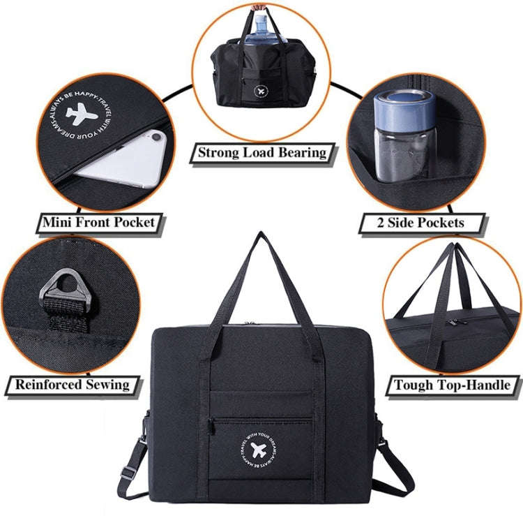 Foldable Travel Bag Shoulder Bag Airplane Suitcase For Camping Hiking, Size: Small Black