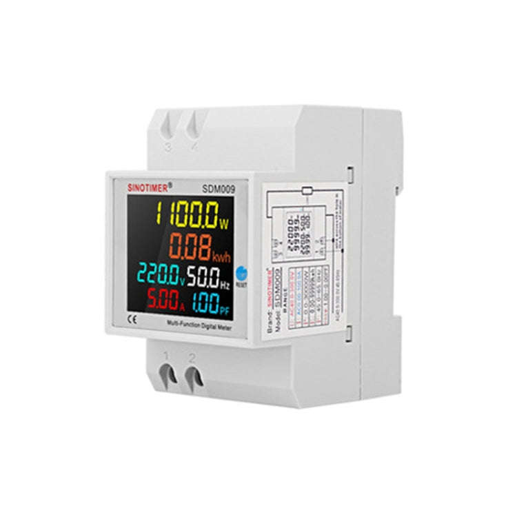 SINOTIMER SDM009 Din Rail Single-Phase Voltage Current Frequency Power Factor Electricity Multifu...